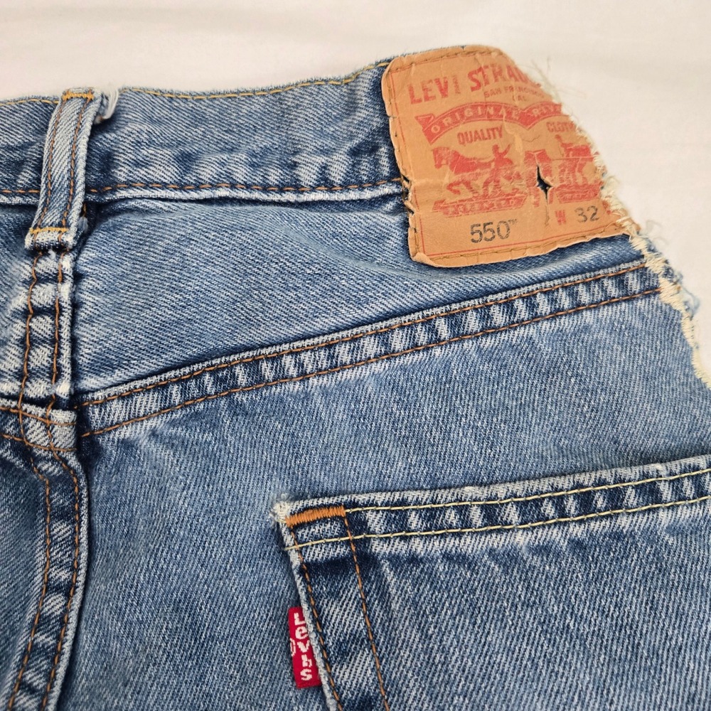 VTG Levis 550 Jeans Reworked Inside Out Custom Exposed Pockets Blanket Stitch 26 - Picture 3 of 11